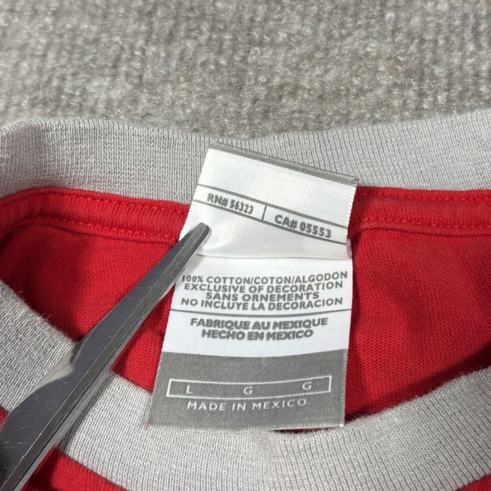 Vintage Nike Ohio State Buckeyes T Shirt Mens L Red Ringer Center Swoosh Y2K - Picture 5 of 9